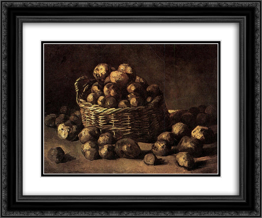 Basket of Potatoes 24x20 Black Ornate Wood Framed Art Print Poster with Double Matting by Van Gogh, Vincent