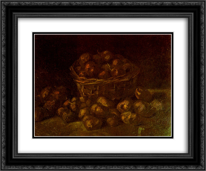 Basket of Potatoes 24x20 Black Ornate Wood Framed Art Print Poster with Double Matting by Van Gogh, Vincent