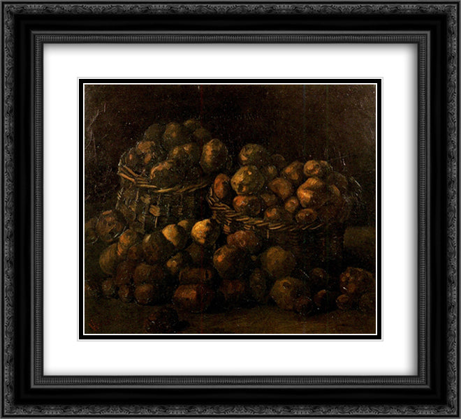 Baskets of Potatoes 22x20 Black Ornate Wood Framed Art Print Poster with Double Matting by Van Gogh, Vincent