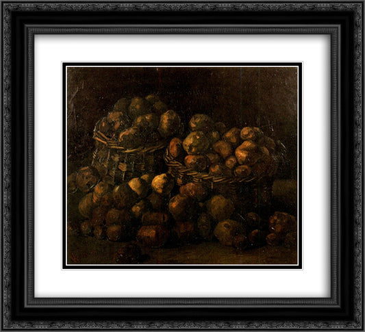 Baskets of Potatoes 22x20 Black Ornate Wood Framed Art Print Poster with Double Matting by Van Gogh, Vincent