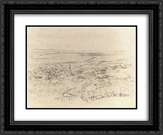 Bird's Eye View of Saint-Remy 24x20 Black Ornate Wood Framed Art Print Poster with Double Matting by Van Gogh, Vincent