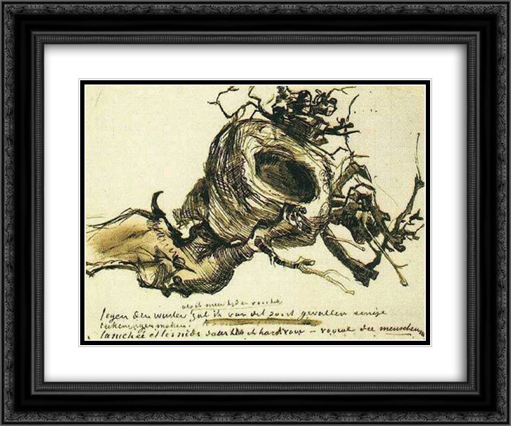 Bird's Nest 24x20 Black Ornate Wood Framed Art Print Poster with Double Matting by Van Gogh, Vincent