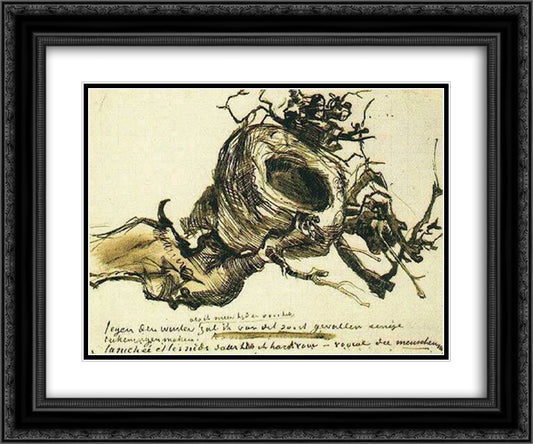 Bird's Nest 24x20 Black Ornate Wood Framed Art Print Poster with Double Matting by Van Gogh, Vincent