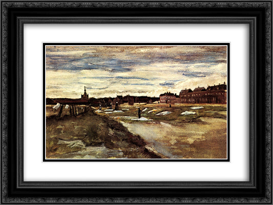 Bleaching Ground 24x18 Black Ornate Wood Framed Art Print Poster with Double Matting by Van Gogh, Vincent