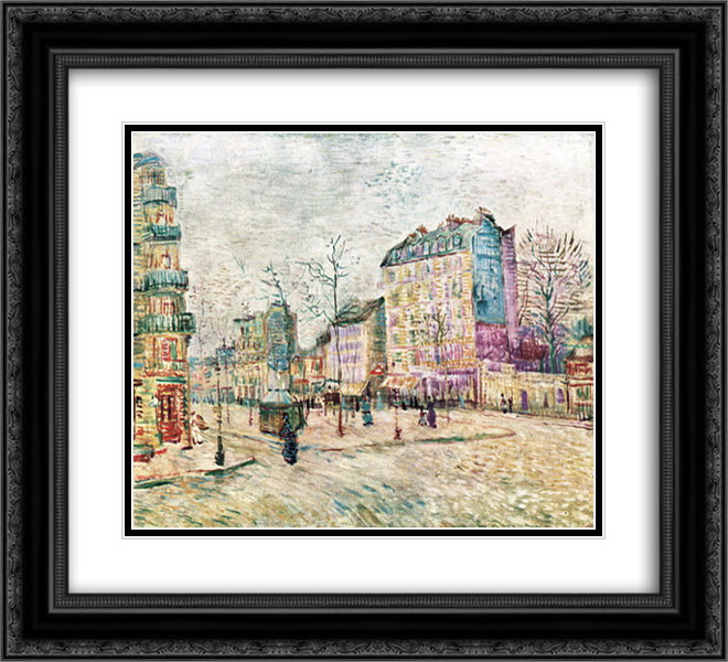 Boulevard de Clichy 22x20 Black Ornate Wood Framed Art Print Poster with Double Matting by Van Gogh, Vincent