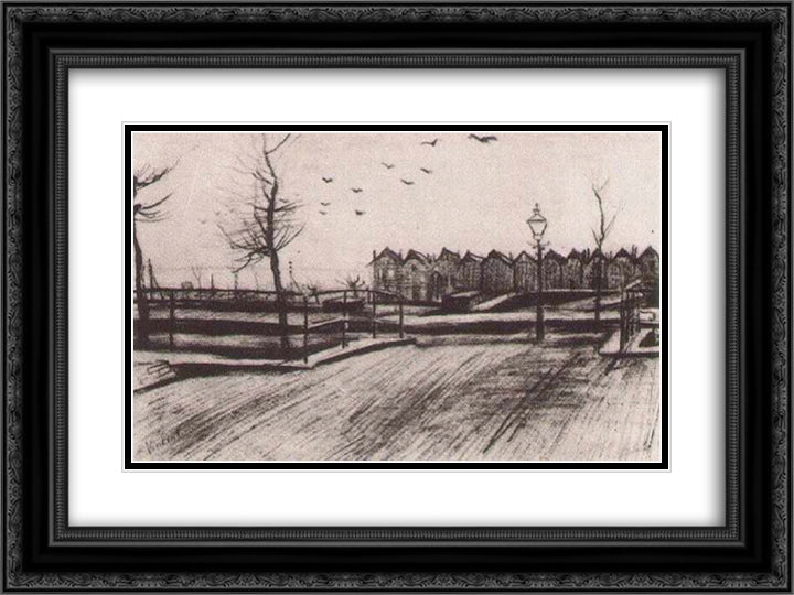 Bridge near the Schenkweg 24x18 Black Ornate Wood Framed Art Print Poster with Double Matting by Van Gogh, Vincent