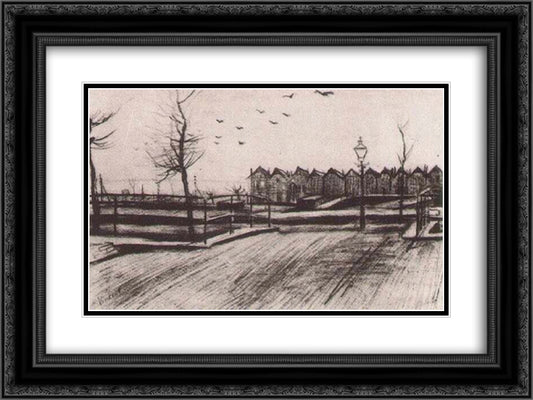 Bridge near the Schenkweg 24x18 Black Ornate Wood Framed Art Print Poster with Double Matting by Van Gogh, Vincent