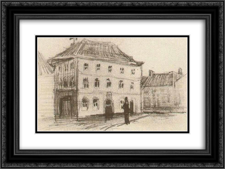 Building in Eindhoven (the Weigh-House) 24x18 Black Ornate Wood Framed Art Print Poster with Double Matting by Van Gogh, Vincent