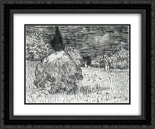 Bush in the Park at Arles 24x20 Black Ornate Wood Framed Art Print Poster with Double Matting by Van Gogh, Vincent