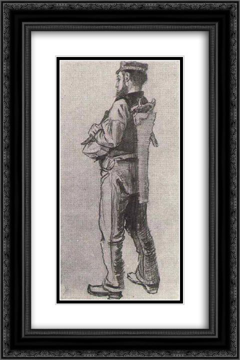 Carpenter, Seen from the Back 16x24 Black Ornate Wood Framed Art Print Poster with Double Matting by Van Gogh, Vincent