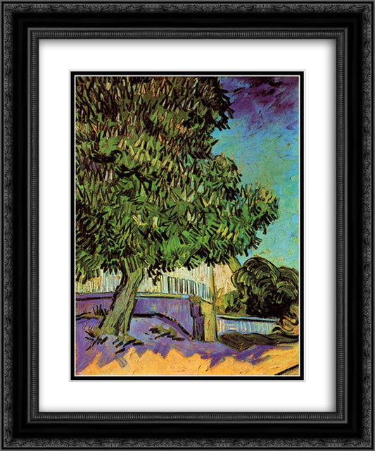 Chestnut Tree in Blossom 20x24 Black Ornate Wood Framed Art Print Poster with Double Matting by Van Gogh, Vincent
