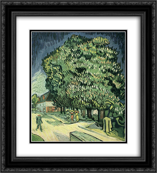 Chestnut Trees in Blossom 20x22 Black Ornate Wood Framed Art Print Poster with Double Matting by Van Gogh, Vincent