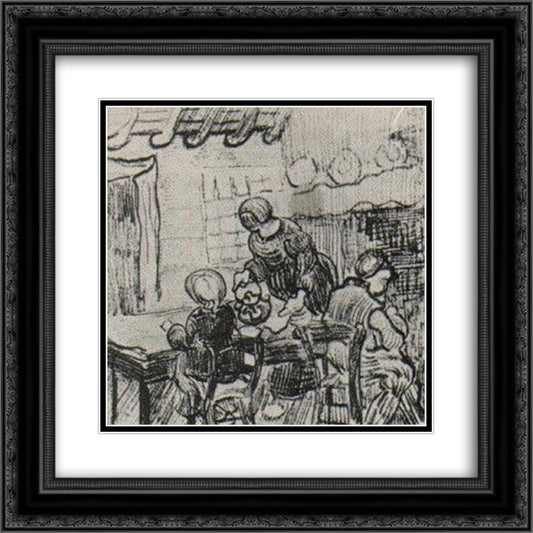 Child and Woman Pouring Coffee 20x20 Black Ornate Wood Framed Art Print Poster with Double Matting by Van Gogh, Vincent