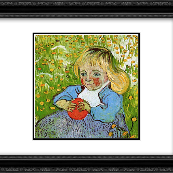 Child with Orange 20x20 Black Ornate Wood Framed Art Print Poster with Double Matting by Van Gogh, Vincent
