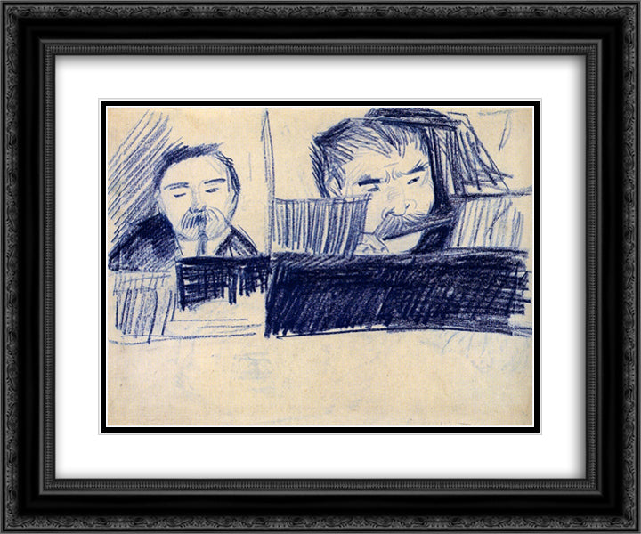 Clarinetist and Piccolo Player 24x20 Black Ornate Wood Framed Art Print Poster with Double Matting by Van Gogh, Vincent