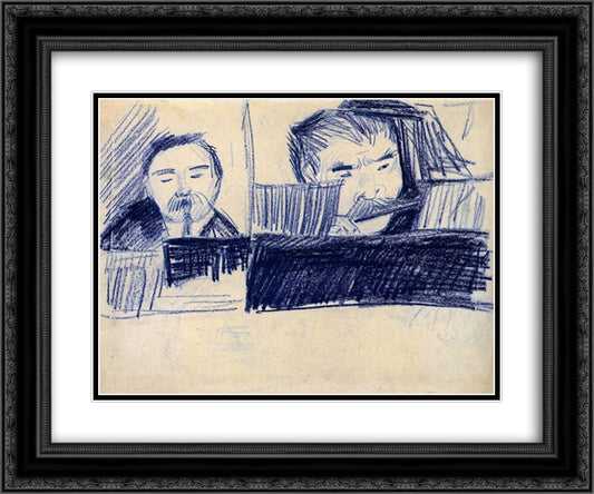 Clarinetist and Piccolo Player 24x20 Black Ornate Wood Framed Art Print Poster with Double Matting by Van Gogh, Vincent