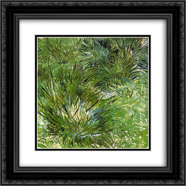 Clumps of Grass 20x20 Black Ornate Wood Framed Art Print Poster with Double Matting by Van Gogh, Vincent