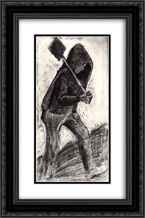 Coal Shoveler 16x24 Black Ornate Wood Framed Art Print Poster with Double Matting by Van Gogh, Vincent