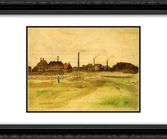 Coalmine in the Borinage 24x20 Black Ornate Wood Framed Art Print Poster with Double Matting by Van Gogh, Vincent