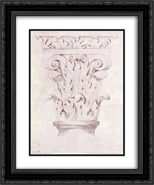 Corinthian Capital 20x24 Black Ornate Wood Framed Art Print Poster with Double Matting by Van Gogh, Vincent