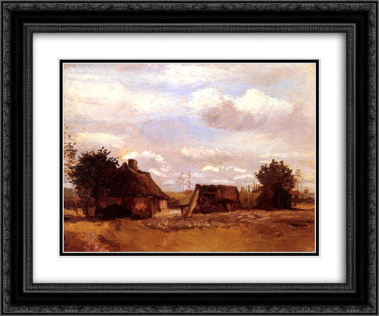 Cottage 24x20 Black Ornate Wood Framed Art Print Poster with Double Matting by Van Gogh, Vincent