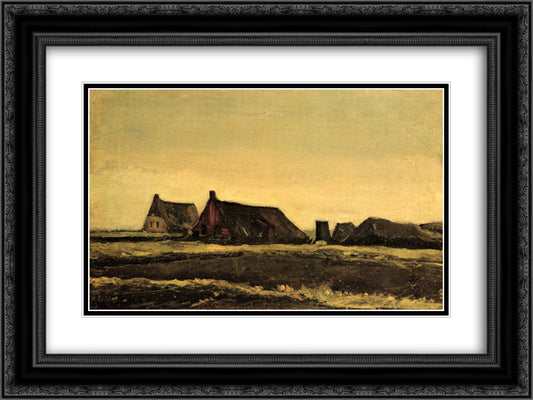 Cottages 24x18 Black Ornate Wood Framed Art Print Poster with Double Matting by Van Gogh, Vincent