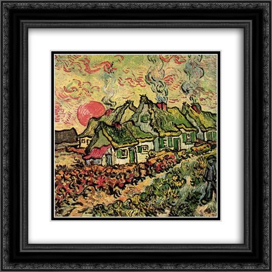 Cottages Reminiscence of the North 20x20 Black Ornate Wood Framed Art Print Poster with Double Matting by Van Gogh, Vincent