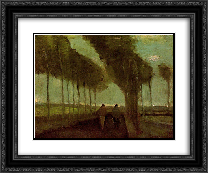 Country Lane with Two Figures 24x20 Black Ornate Wood Framed Art Print Poster with Double Matting by Van Gogh, Vincent