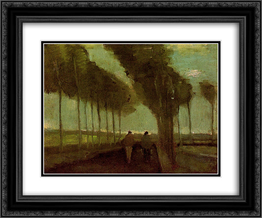 Country Lane with Two Figures 24x20 Black Ornate Wood Framed Art Print Poster with Double Matting by Van Gogh, Vincent