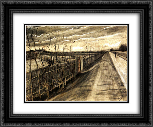 Country Road 24x20 Black Ornate Wood Framed Art Print Poster with Double Matting by Van Gogh, Vincent