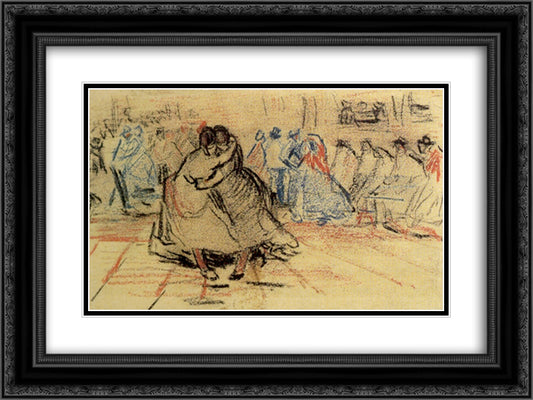 Couple Dancing 24x18 Black Ornate Wood Framed Art Print Poster with Double Matting by Van Gogh, Vincent
