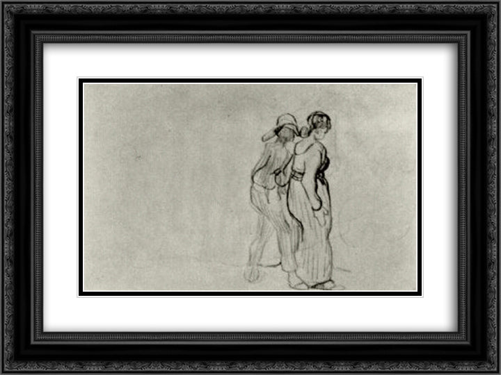 Couple Walking 24x18 Black Ornate Wood Framed Art Print Poster with Double Matting by Van Gogh, Vincent