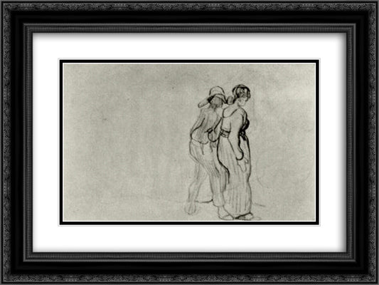 Couple Walking 24x18 Black Ornate Wood Framed Art Print Poster with Double Matting by Van Gogh, Vincent