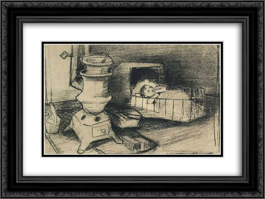 Cradle 24x18 Black Ornate Wood Framed Art Print Poster with Double Matting by Van Gogh, Vincent