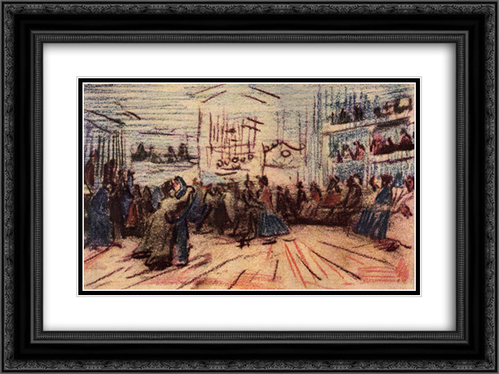 Dance-hall 24x18 Black Ornate Wood Framed Art Print Poster with Double Matting by Van Gogh, Vincent
