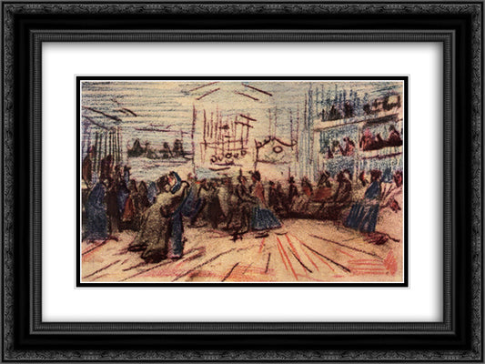 Dance-hall 24x18 Black Ornate Wood Framed Art Print Poster with Double Matting by Van Gogh, Vincent