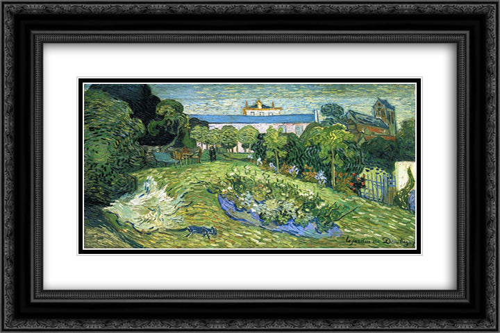 Daubigny's Garden 24x16 Black Ornate Wood Framed Art Print Poster with Double Matting by Van Gogh, Vincent