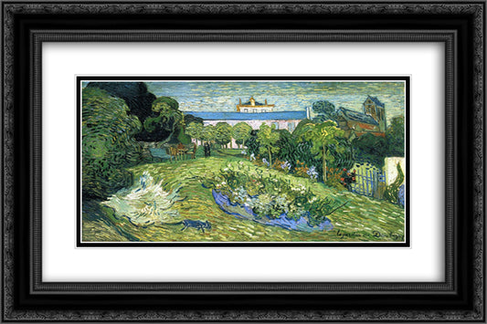 Daubigny's Garden 24x16 Black Ornate Wood Framed Art Print Poster with Double Matting by Van Gogh, Vincent