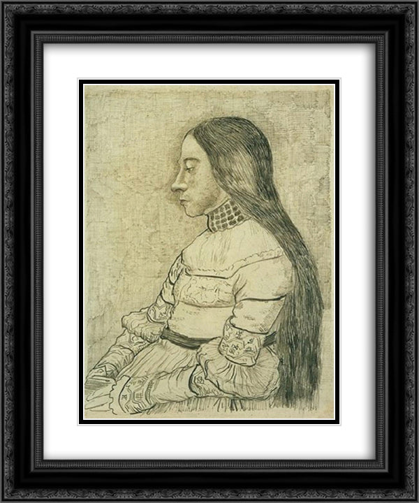Daughter of Jacob Meyer 20x24 Black Ornate Wood Framed Art Print Poster with Double Matting by Van Gogh, Vincent
