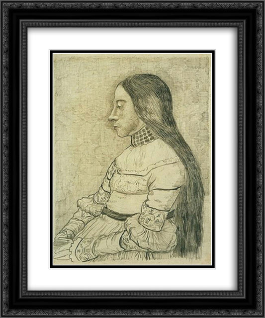 Daughter of Jacob Meyer 20x24 Black Ornate Wood Framed Art Print Poster with Double Matting by Van Gogh, Vincent