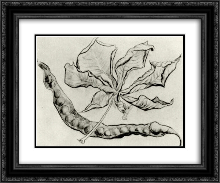 Dead Leaf and Pod 24x20 Black Ornate Wood Framed Art Print Poster with Double Matting by Van Gogh, Vincent