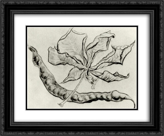 Dead Leaf and Pod 24x20 Black Ornate Wood Framed Art Print Poster with Double Matting by Van Gogh, Vincent