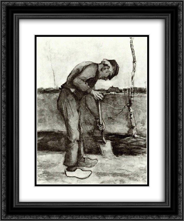 Digger 20x24 Black Ornate Wood Framed Art Print Poster with Double Matting by Van Gogh, Vincent