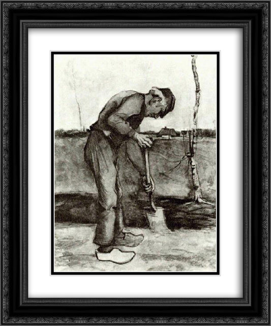 Digger 20x24 Black Ornate Wood Framed Art Print Poster with Double Matting by Van Gogh, Vincent