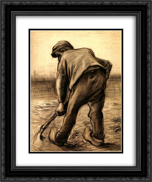 Digger in a Potato Field February 20x24 Black Ornate Wood Framed Art Print Poster with Double Matting by Van Gogh, Vincent