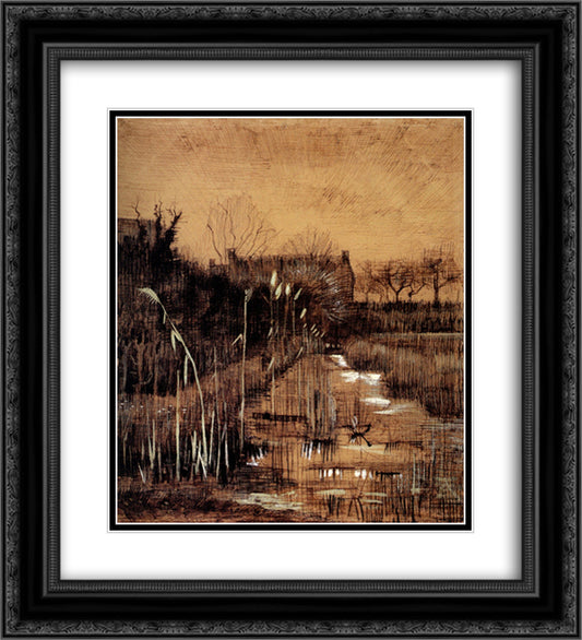 Ditch 20x22 Black Ornate Wood Framed Art Print Poster with Double Matting by Van Gogh, Vincent