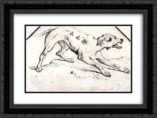 Dog 24x18 Black Ornate Wood Framed Art Print Poster with Double Matting by Van Gogh, Vincent