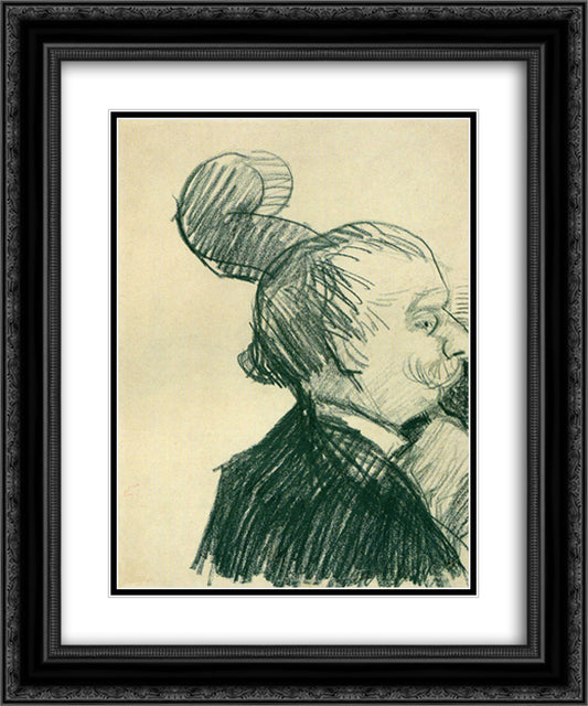 Double-Bass Player 20x24 Black Ornate Wood Framed Art Print Poster with Double Matting by Van Gogh, Vincent