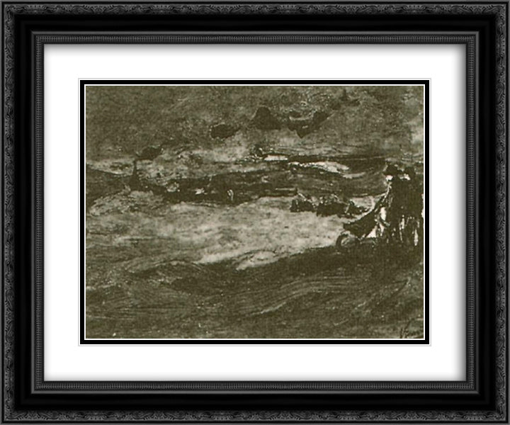Dunes with Figures 24x20 Black Ornate Wood Framed Art Print Poster with Double Matting by Van Gogh, Vincent