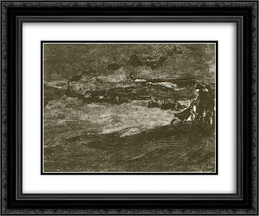 Dunes with Figures 24x20 Black Ornate Wood Framed Art Print Poster with Double Matting by Van Gogh, Vincent